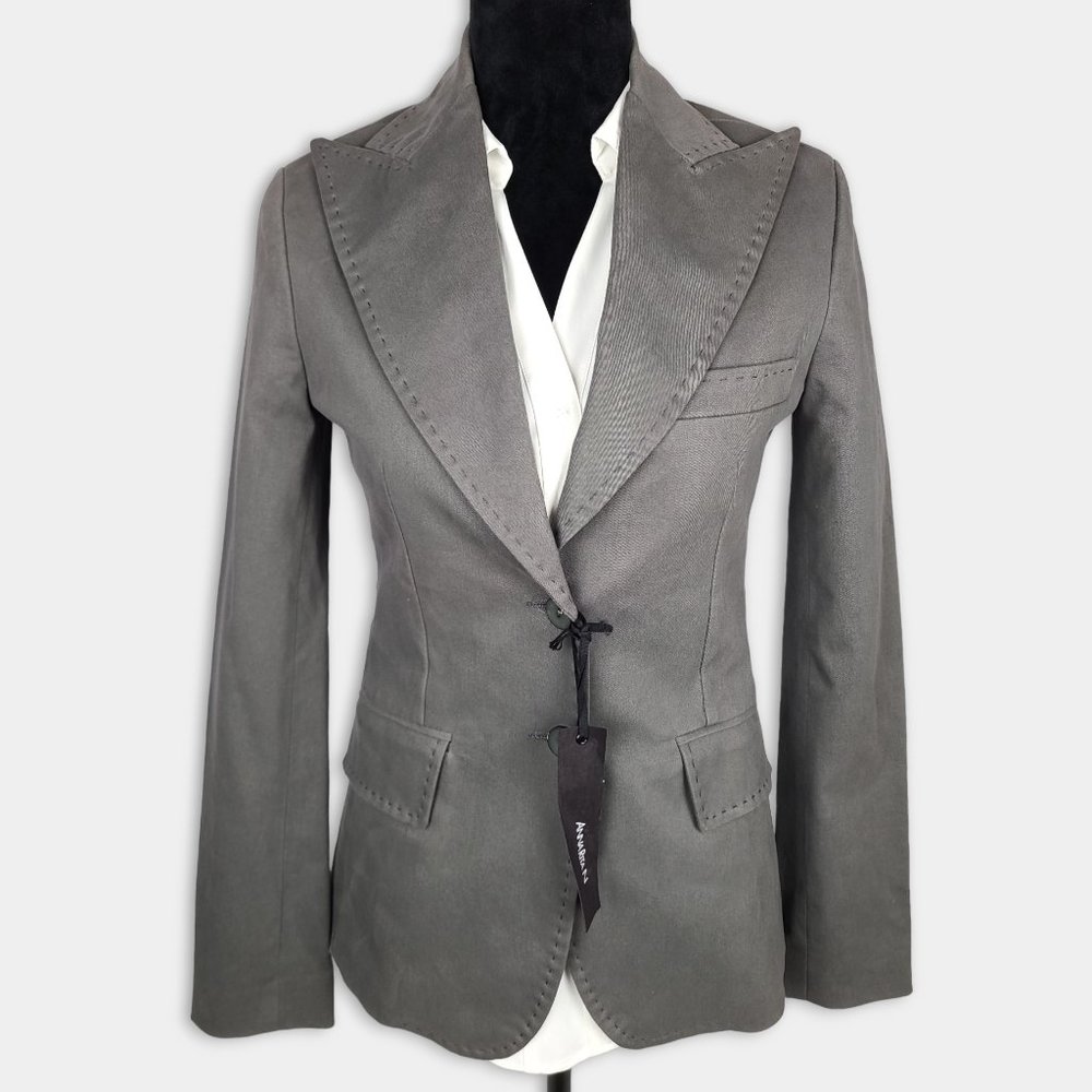 NWOT AnnaRita N Gray Olive Green Blazer Jacket Size 6